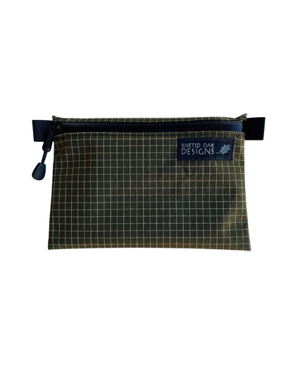 5"x7" Olive Green HDPE Gridstop Zipper Pouch - Ultralight Pouch - Dyneema Gridstop Pouch - Ultralight Backpacking Gear - Hiking Pouch