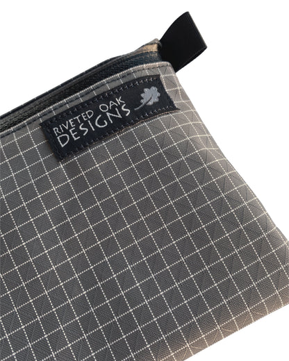 5"x7" Gray HDPE Gridstop Zipper Pouch - Ultralight Pouch - Dyneema Pouch - Ultralight Backpacking Gear - Hiking Pouch