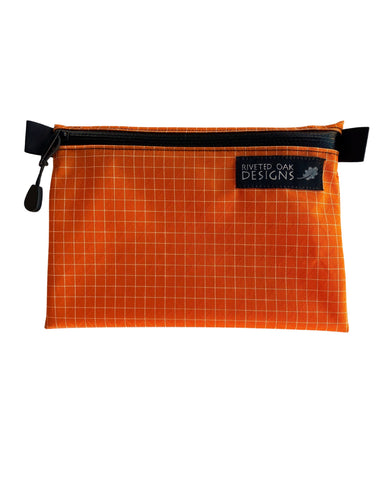 Orange HDPE Gridstop Zipper Pouch - 5"x7"