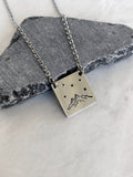 Mountains and Stars Square Necklace - Mountains Steel Stamped Necklace - Adventure Necklace - Hiker Gift - Stainless Steel Necklace