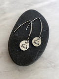 Drop Bear Silhouette Earrings - Bear Earrings - Stainless Steel Stamped Round Dangle Earrings - Silver Bear Jewelry
