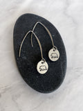 Drop Bear Silhouette Earrings - Bear Earrings - Stainless Steel Stamped Round Dangle Earrings - Silver Bear Jewelry