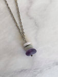 3 Stone and Lavender Glass Cairn Necklace - Purple Glass and Pebble Necklace - Beach Stone Necklace - Stacked Rock Necklace - Trail Marker