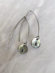 Drop Simple Pine Earrings - Pine Tree Earrings - Stainless Steel Stamped Round Dangle Earrings - Silver Pine Jewelry