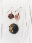 Ellie B's Creations - Copper Hexagon Dragonfly Earrings - Dragonfly Dangle Earrings - Hand Stamped Earrings  - Minimalist Dragonfly Earrings