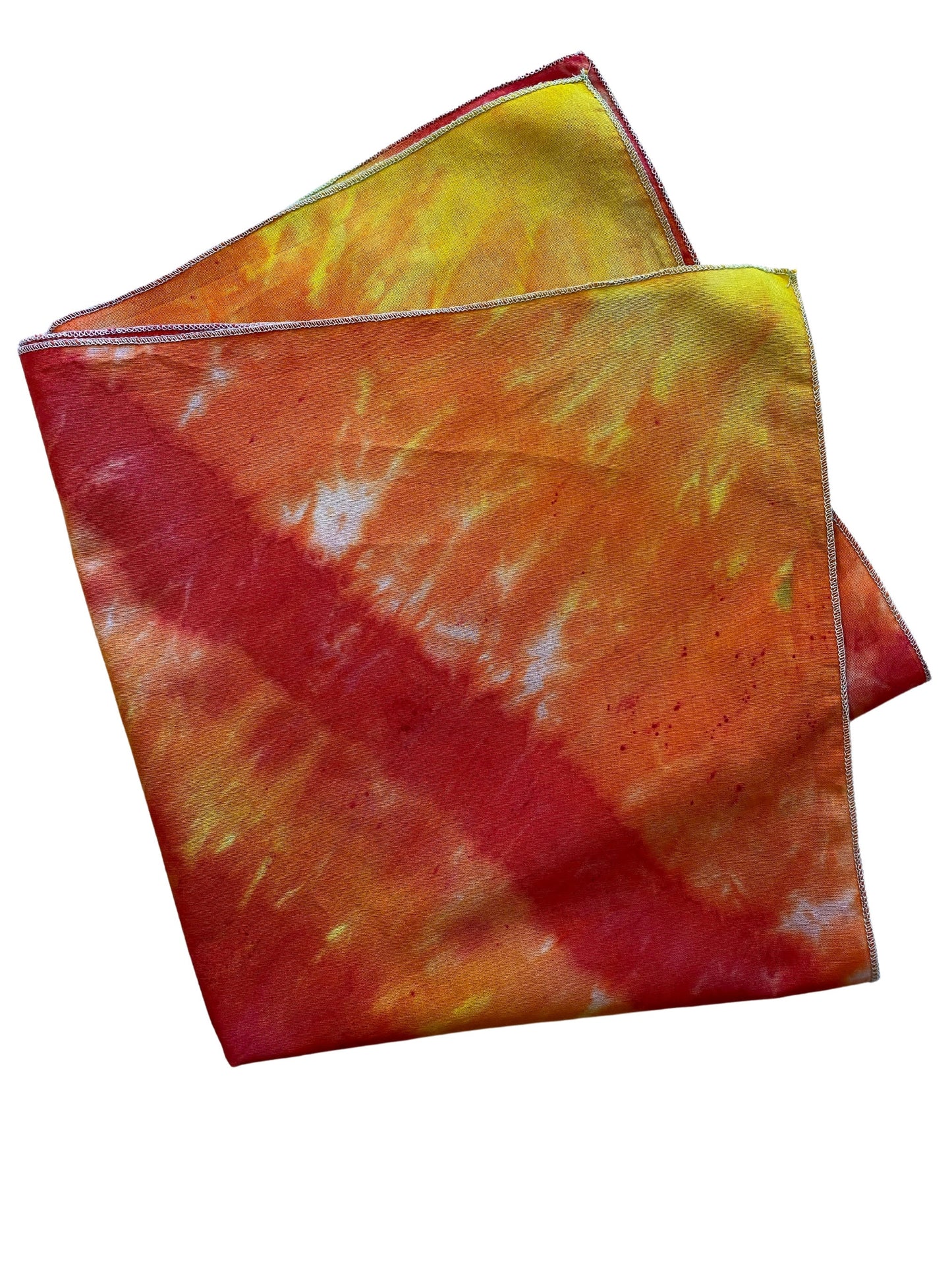 Ellie B's Creations Red Orange Yellow Striped Tie Dye Bandana - Tie Dye Handkerchief - Dyed Bandana - Colorful Bandana -