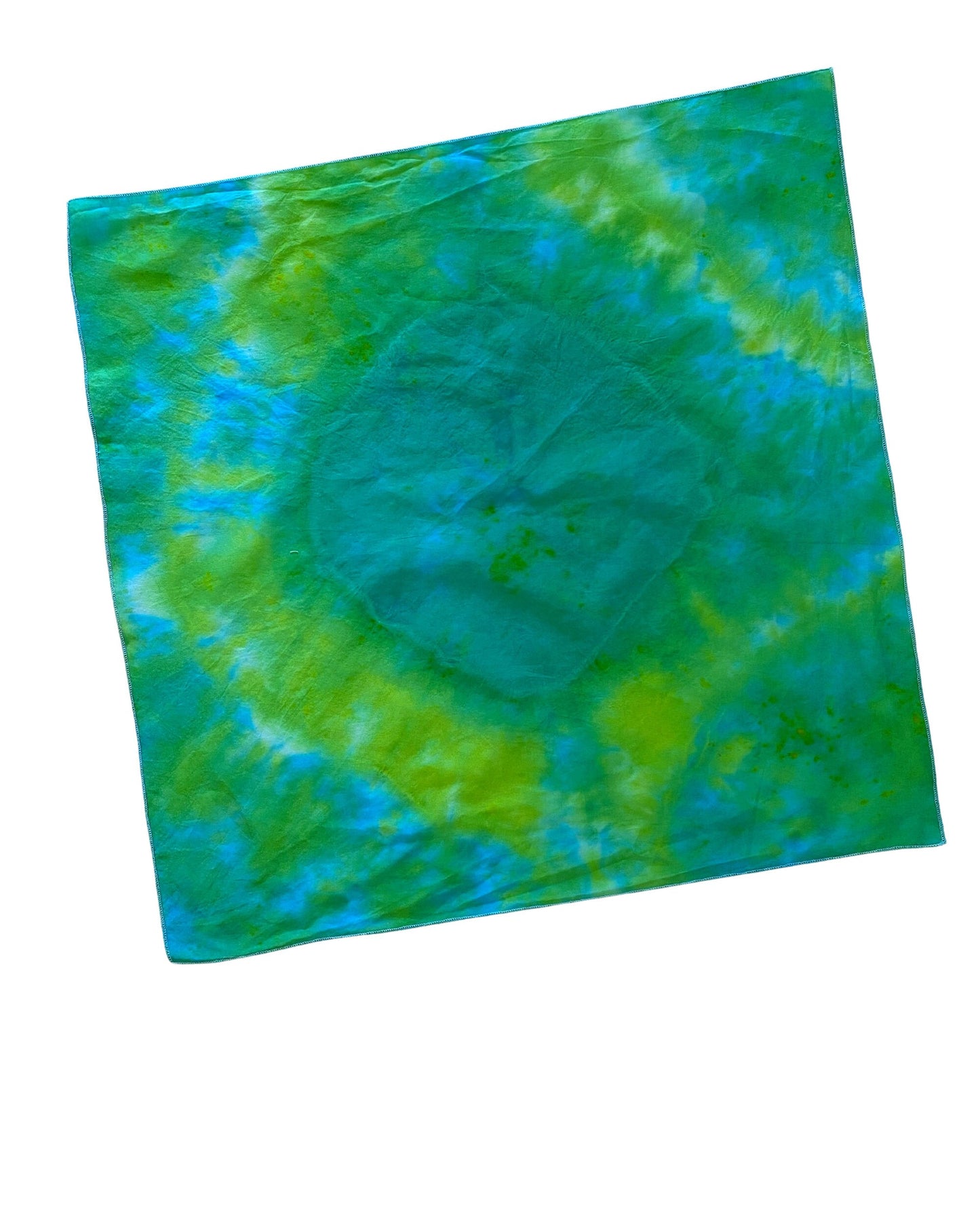 Ellie B's Creations Yellow Green Swirl Tie Dye Bandanna - Tie Dye Handkerchief - Dyed Bandana - Colorful Bandana -