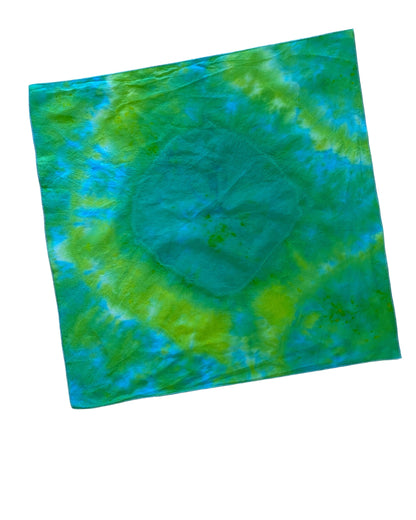 Ellie B's Creations Yellow Green Swirl Tie Dye Bandanna - Tie Dye Handkerchief - Dyed Bandana - Colorful Bandana -