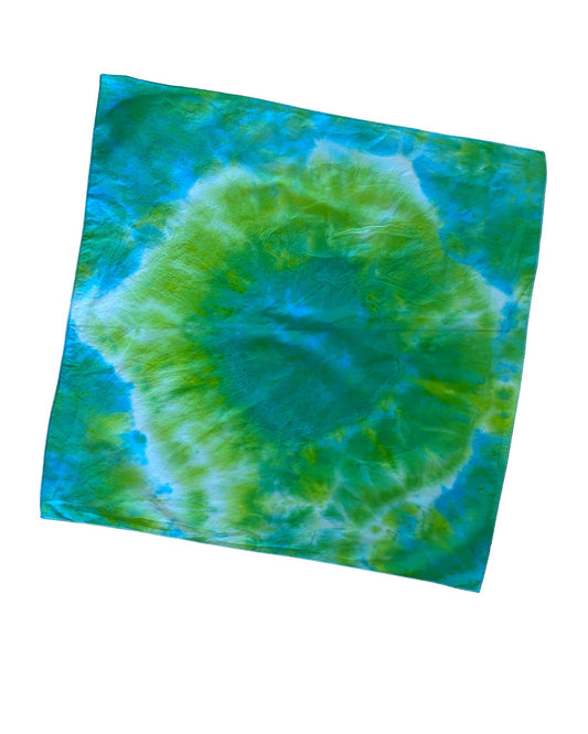 Ellie B's Creations Yellow Green Swirl Tie Dye Bandanna - Tie Dye Handkerchief - Dyed Bandana - Colorful Bandana -