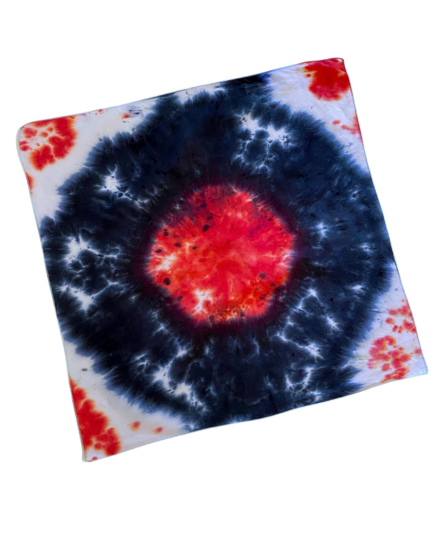 Ellie B's Creations Black Red Bullseye Tie Dye Bandanna - Tie Dye Handkerchief - Dyed Bandana - Colorful Bandana -