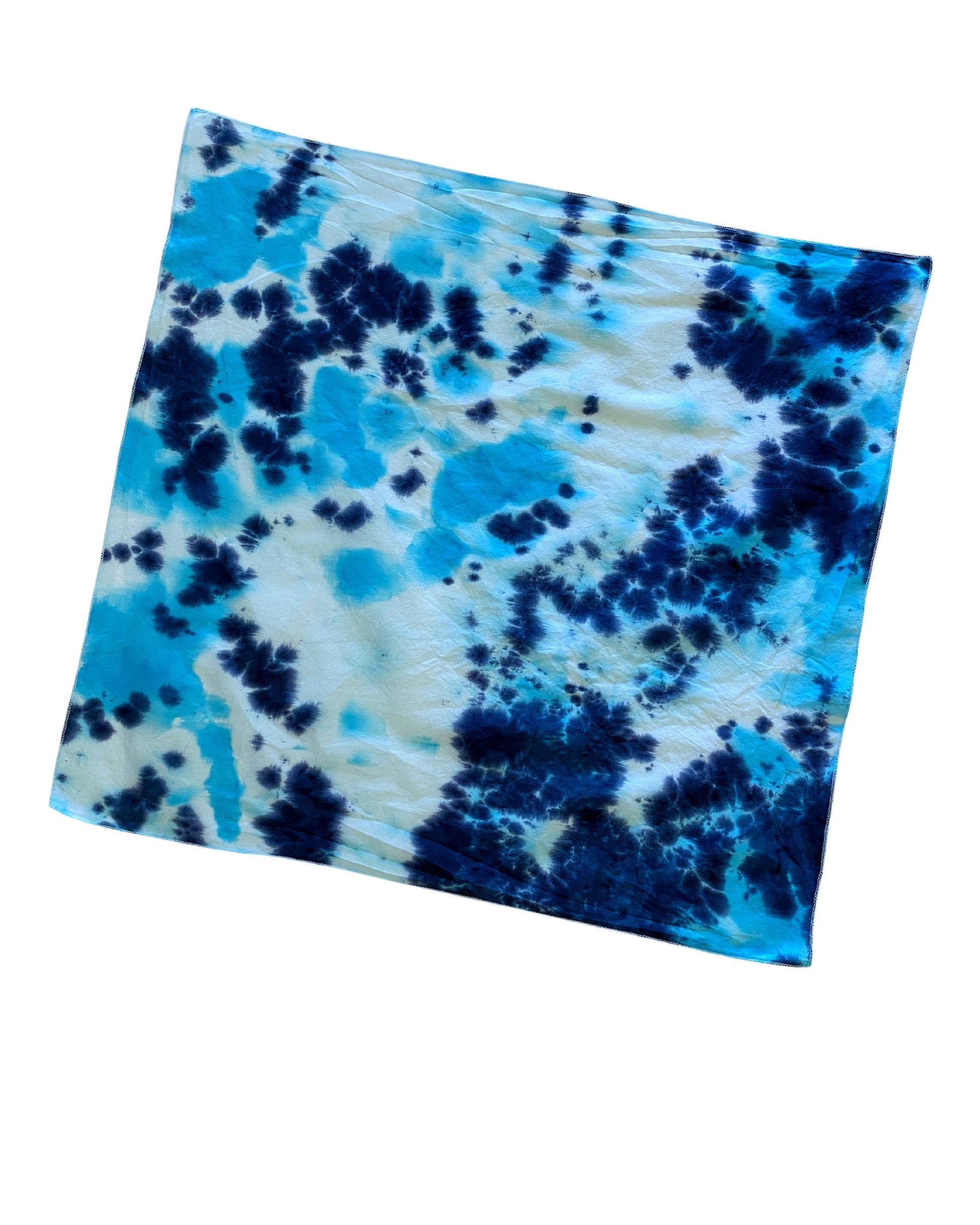 Ellie B's Creations Blue Crumple Tie Dye Bandanna - Tie Dye Handkerchief - Dyed Bandana - Colorful Bandana -