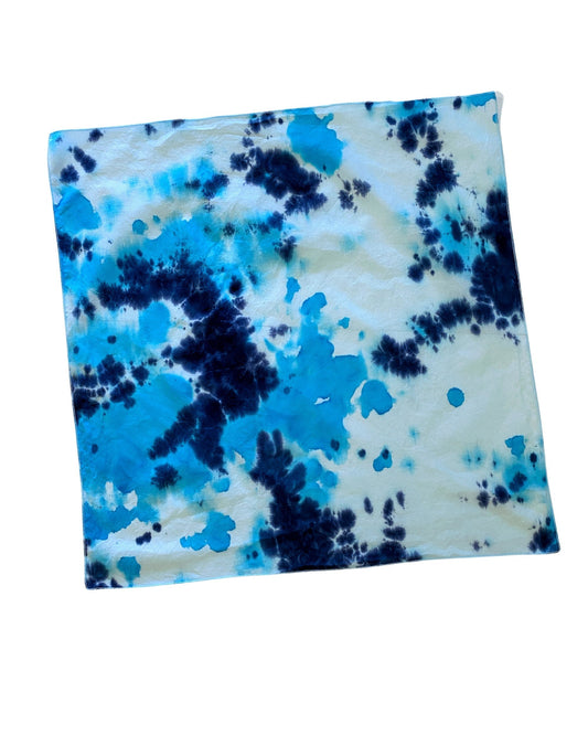 Ellie B's Creations Blue Crumple Tie Dye Bandanna - Tie Dye Handkerchief - Dyed Bandana - Colorful Bandana -