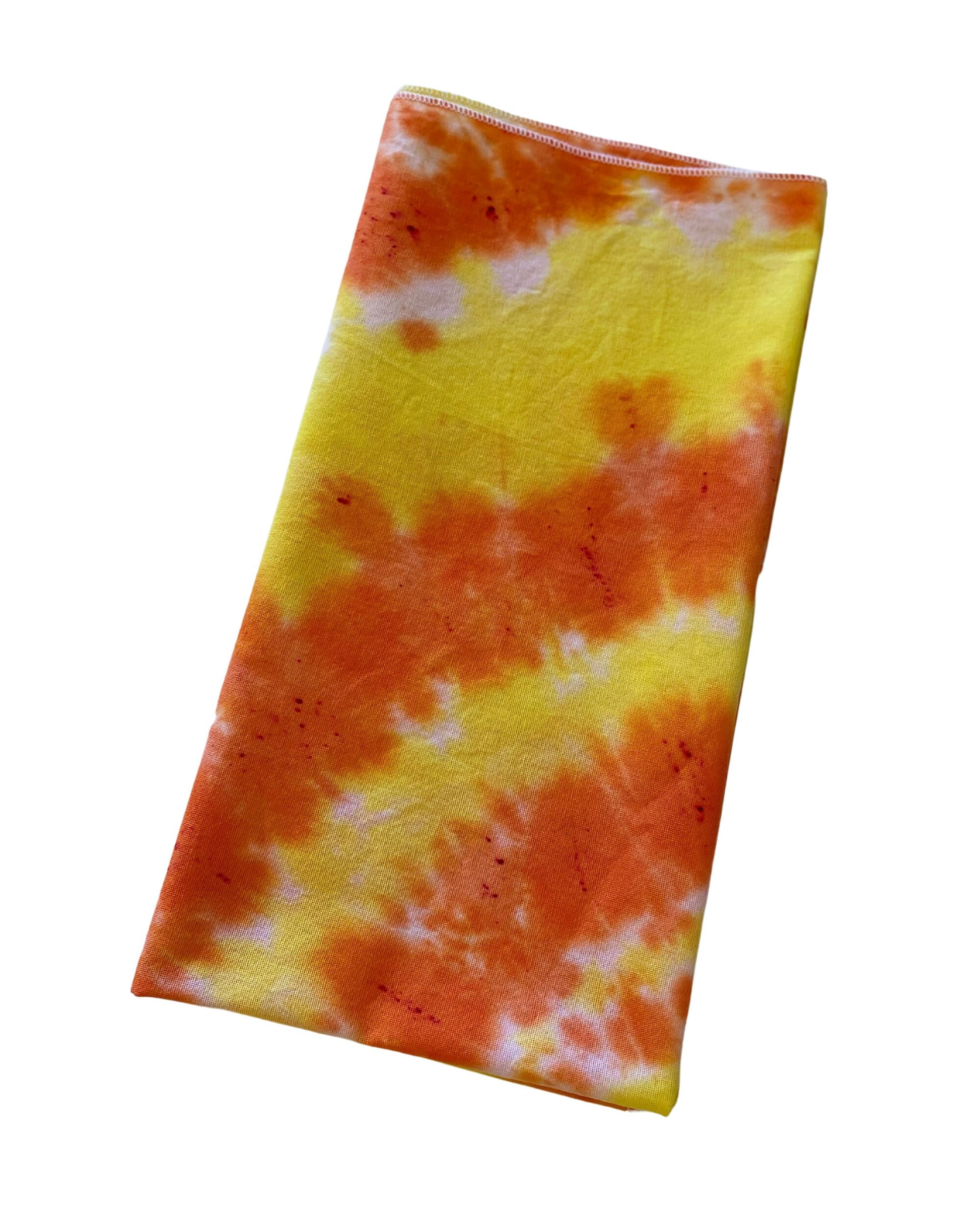 Ellie B's Creations Orange Yellow Spiral Tie Dye Bandanna - Tie Dye Handkerchief - Dyed Bandana - Colorful Bandana -