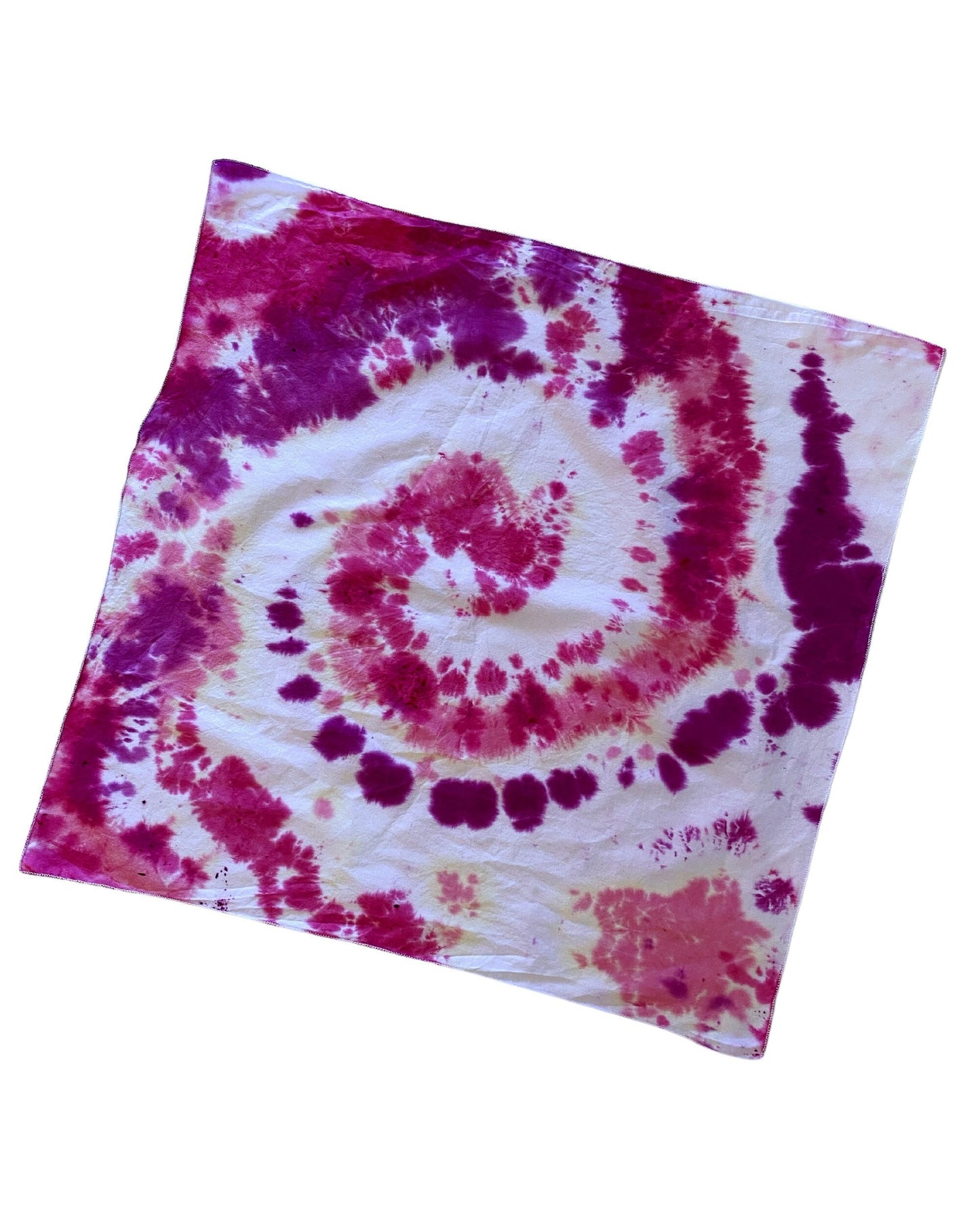 Ellie B's Creations Pink Spiral Tie Dye Bandanna - Tie Dye Handkerchief - Dyed Bandana - Colorful Bandana -