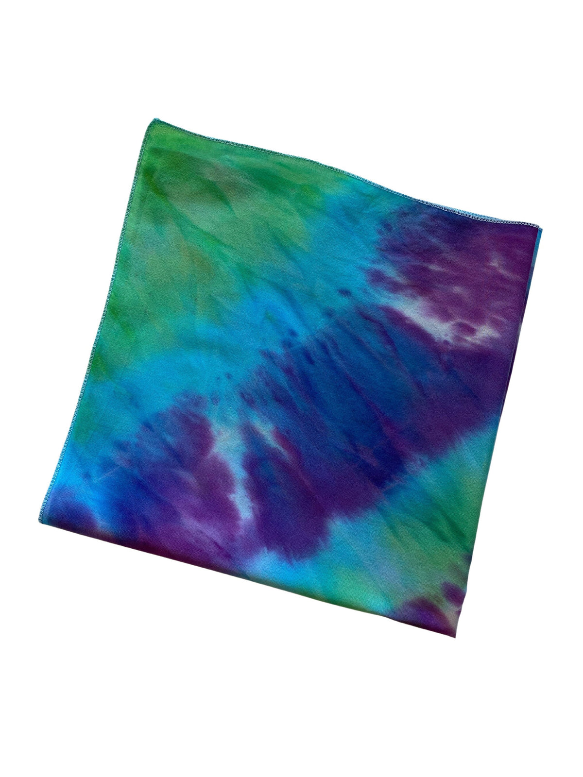 Ellie B's Creations Green Blue Purple Striped Tie Dye Bandana - Tie Dye Handkerchief - Dyed Bandana - Colorful Bandana -