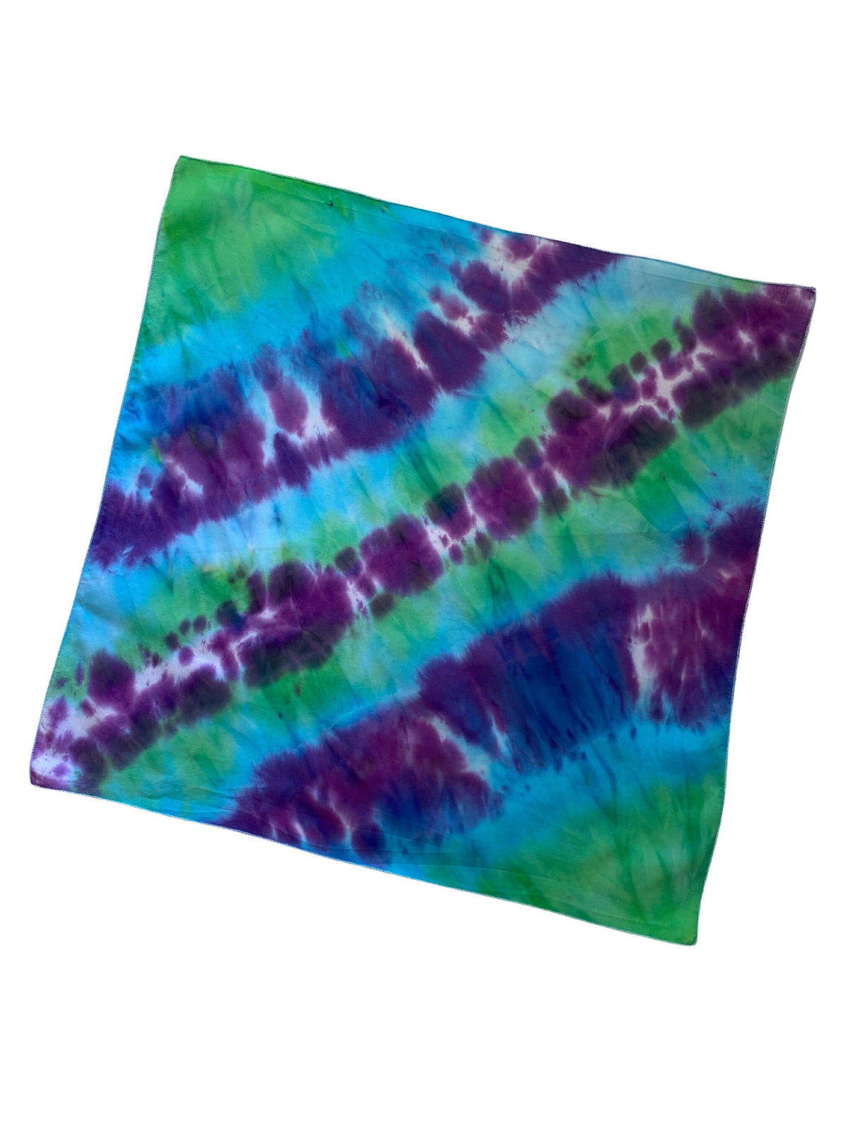 Ellie B's Creations Green Blue Purple Striped Tie Dye Bandana - Tie Dye Handkerchief - Dyed Bandana - Colorful Bandana -