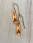 Rectangular Copper 3 Pines Tree Earrings - Hammered Forest Earrings - Pine Jewelry - Forest Jewelry -  Minimalist Pine Earrings