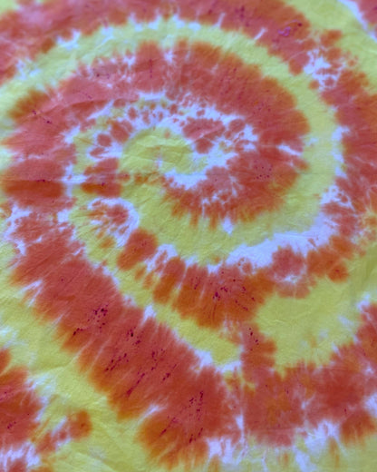 Ellie B's Creations Orange Yellow Spiral Tie Dye Bandanna - Tie Dye Handkerchief - Dyed Bandana - Colorful Bandana -