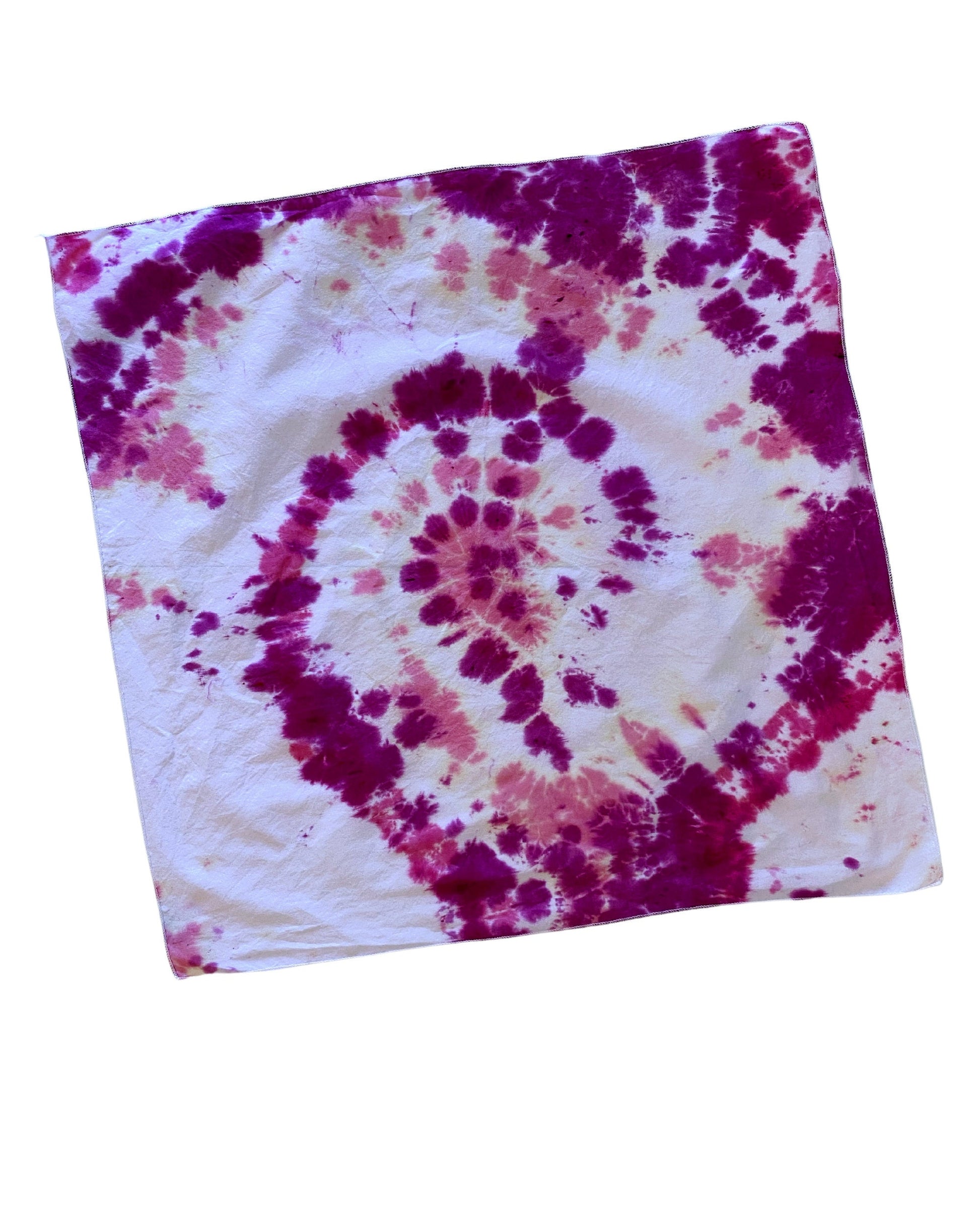 Ellie B's Creations Pink Spiral Tie Dye Bandanna - Tie Dye Handkerchief - Dyed Bandana - Colorful Bandana -