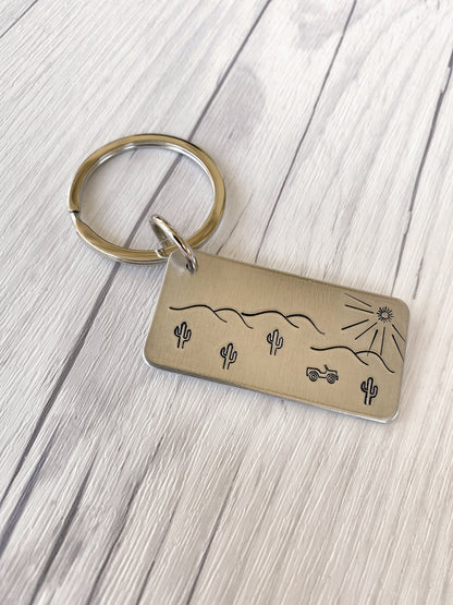 Ellie B's Creations - Desert Keychain - Aluminum Jeep Keychain - Hand Stamped Jeep Gift - Jeep Accessory