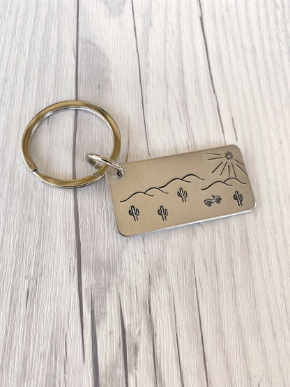 Ellie B's Creations - Desert Keychain - Aluminum Jeep Keychain - Hand Stamped Jeep Gift - Jeep Accessory