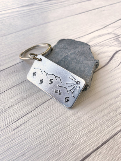 Ellie B's Creations - Desert Keychain - Aluminum Jeep Keychain - Hand Stamped Jeep Gift - Jeep Accessory