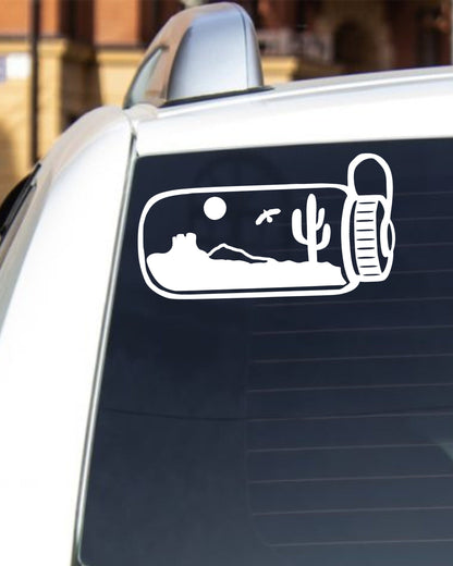 Desert Car Decal - Waterbottle Desert Scene Sticker - Desert Decal - Adventure Sticker - Outdoor Recreation Sticker - Saguaro Decal