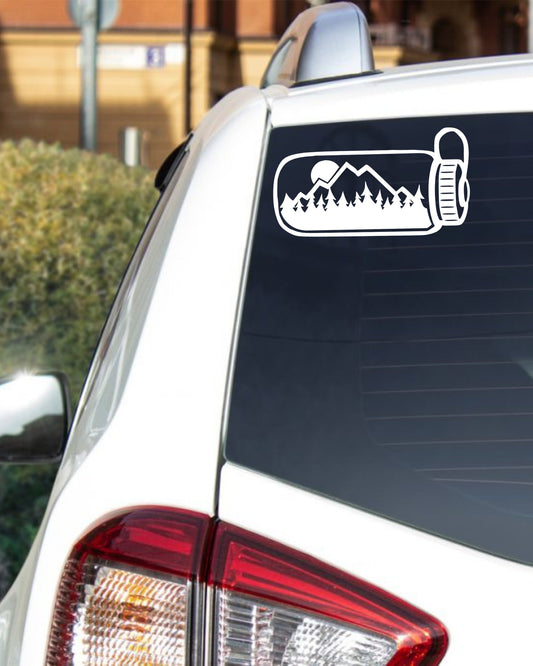 Pines and Mountains Car Decal - Waterbottle Mountain Scene Sticker - Forest Decal - Adventure Sticker - Outdoor Recreation Sticker