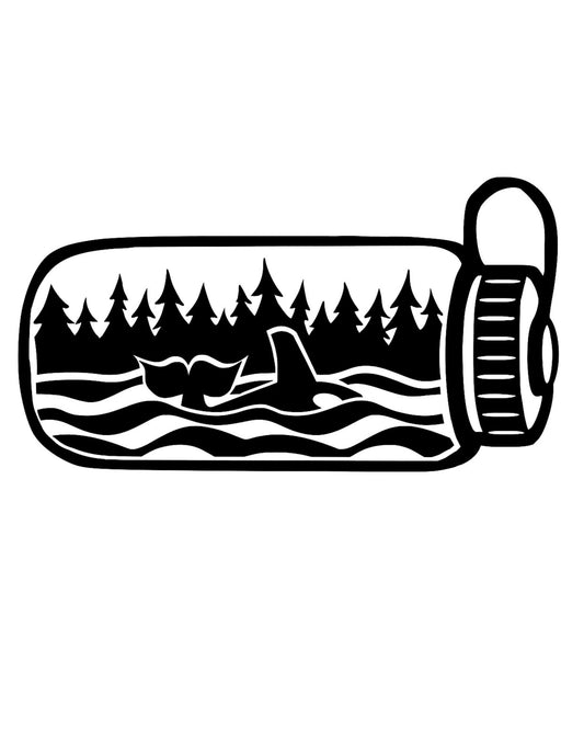 PNW Car Decal - Waterbottle Ocean Scene Sticker - Orca Decal - Pacific Northwest Sticker - Pacific Coast Sticker