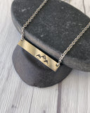 Simple Mountains Bar Necklace - Minimalist Mountain Necklace - Stainless Steel Stamped Peaks Bar Necklace - 3 Peaks Necklace
