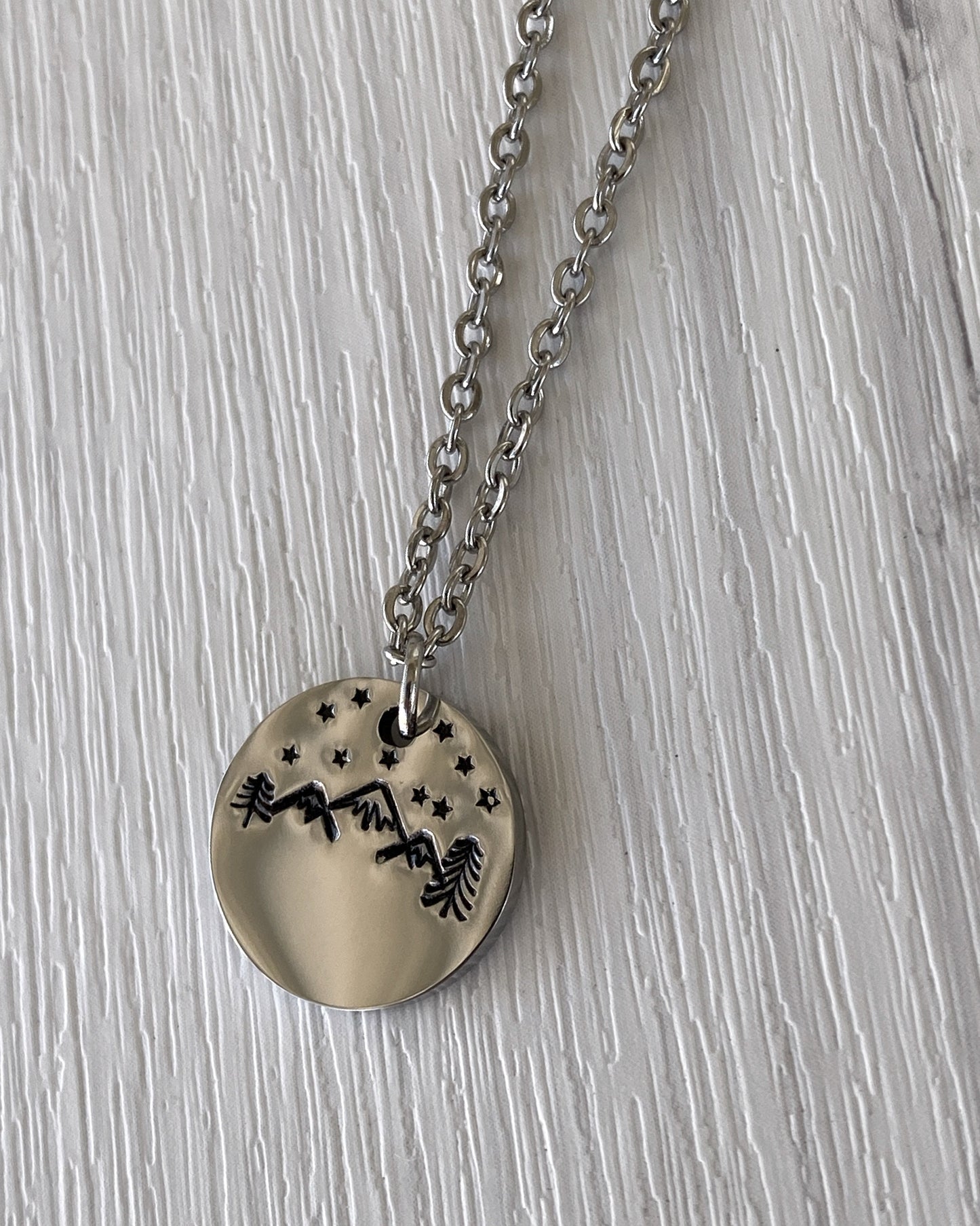 Mountains & Stars Necklace - Stainless Steel Mountains Stars Necklace - Backpacker Gift - Minimalist Hiker Necklace