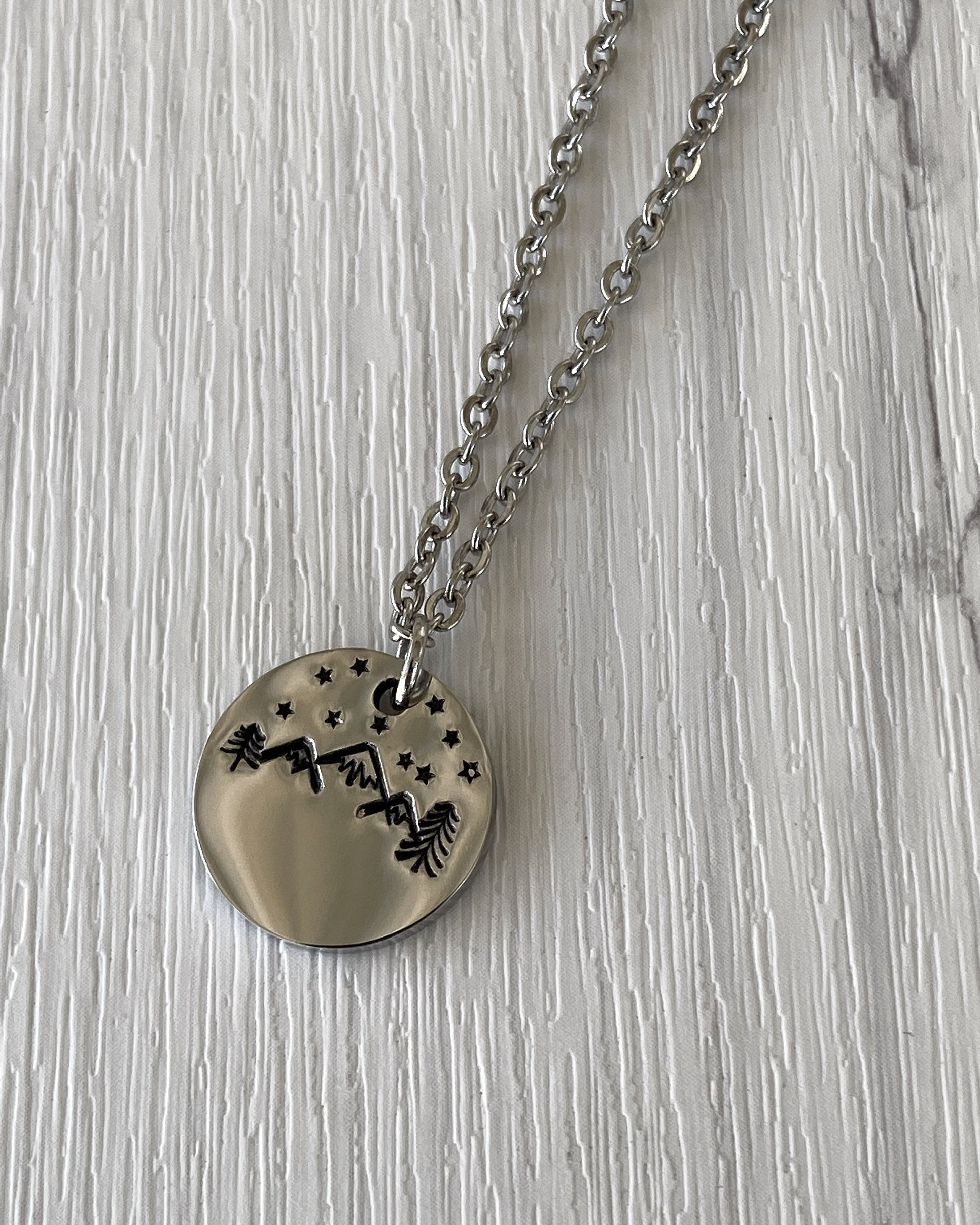 Mountains & Stars Necklace - Stainless Steel Mountains Stars Necklace - Backpacker Gift - Minimalist Hiker Necklace