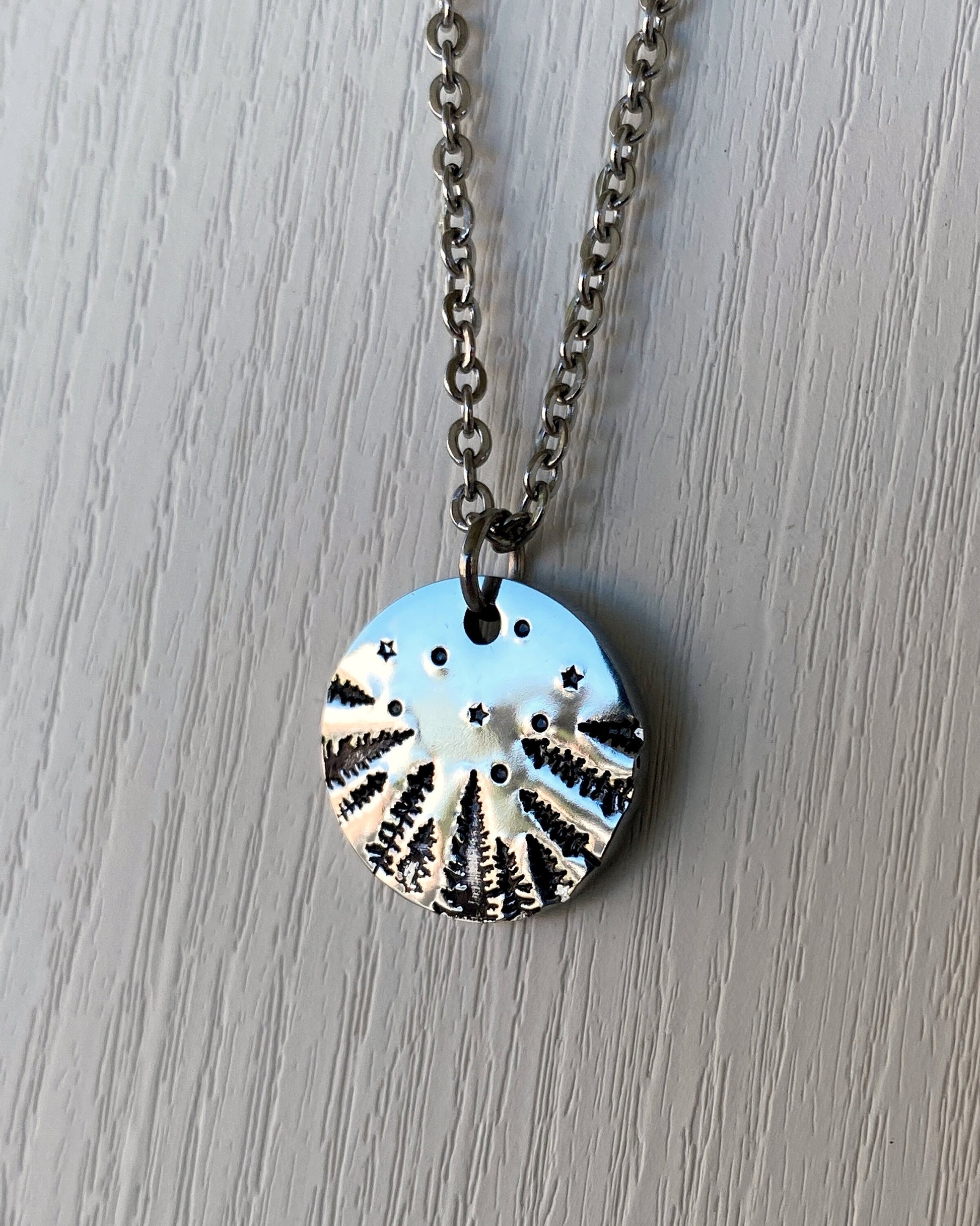 Forest Starry Night Necklace - Pines & Stars Necklace - Backpacker Gift - Minimalist Hiker Necklace - Hiker Camper Gift - Hiking Gift