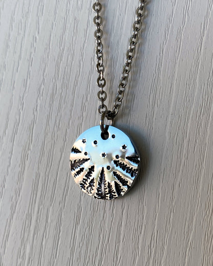 Forest Starry Night Necklace - Pines & Stars Necklace - Backpacker Gift - Minimalist Hiker Necklace - Hiker Camper Gift - Hiking Gift