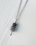 5 Stone Gradient Stone Cairn Necklace - Stainless Steel Beach Stone Necklace - Cairn Pendant - Stacked Rock Necklace