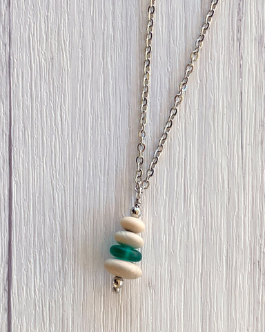 Minimalist Stone & Spiral Stainless Steel Necklace – Riveted Oak Designs