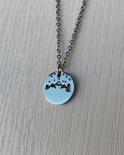 Mountains & Stars Necklace - Stainless Steel Mountains Stars Necklace - Backpacker Gift - Minimalist Hiker Necklace