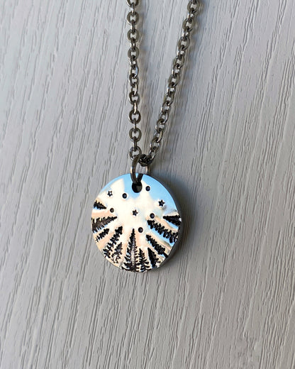 Forest Starry Night Necklace - Pines & Stars Necklace - Backpacker Gift - Minimalist Hiker Necklace - Hiker Camper Gift - Hiking Gift