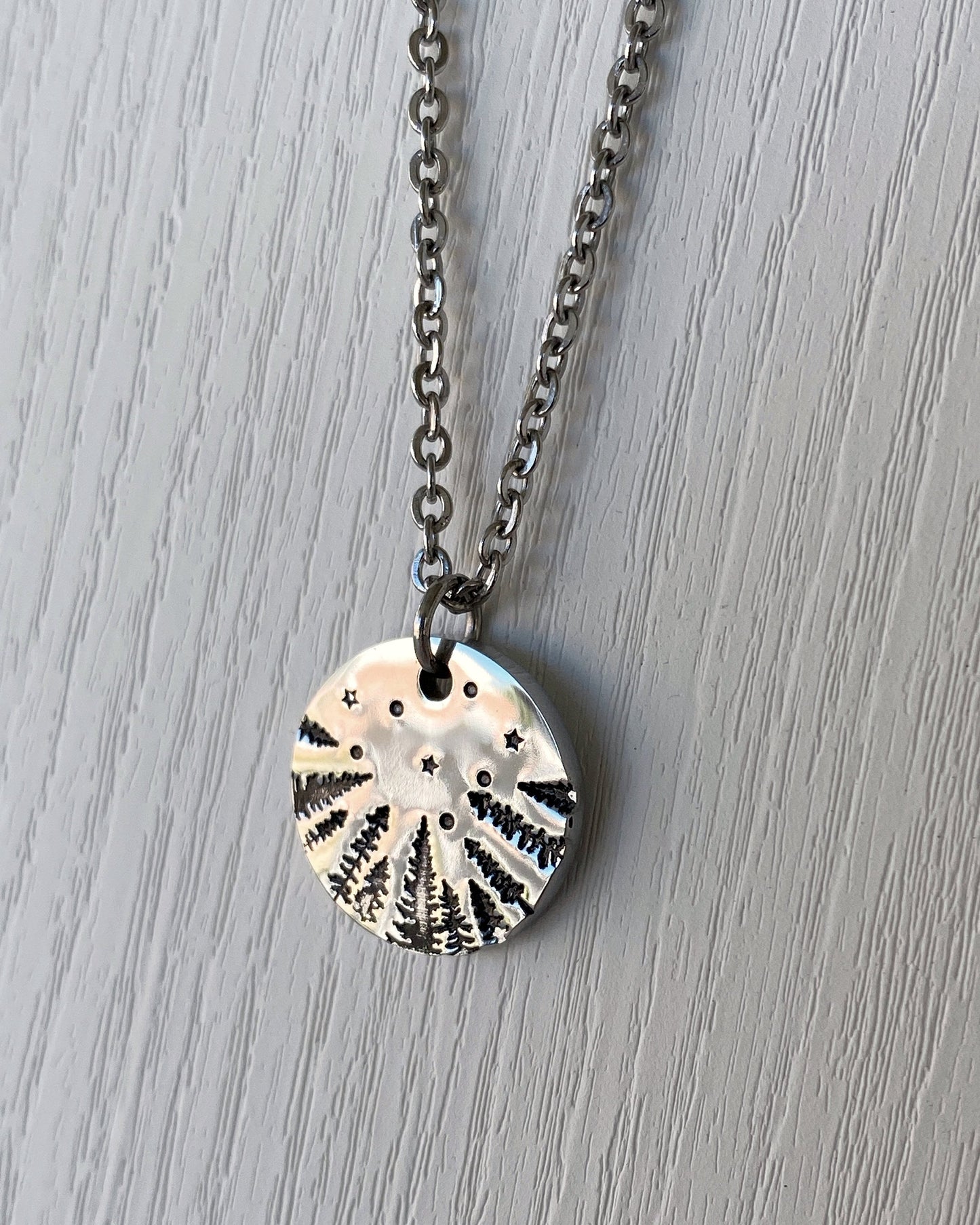 Forest Starry Night Necklace - Pines & Stars Necklace - Backpacker Gift - Minimalist Hiker Necklace - Hiker Camper Gift - Hiking Gift