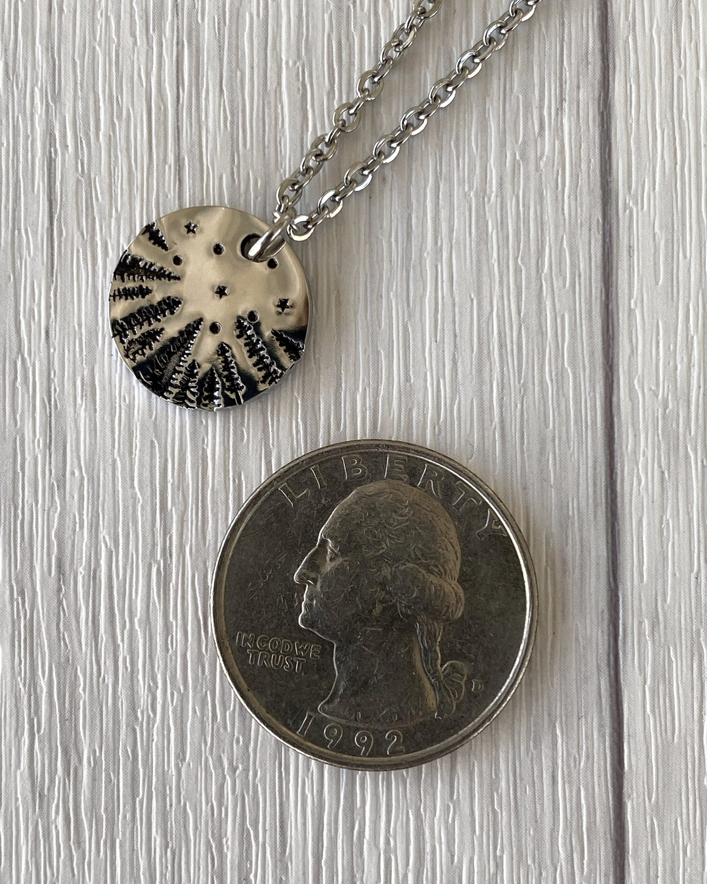 Forest Starry Night Necklace - Pines & Stars Necklace - Backpacker Gift - Minimalist Hiker Necklace - Hiker Camper Gift - Hiking Gift