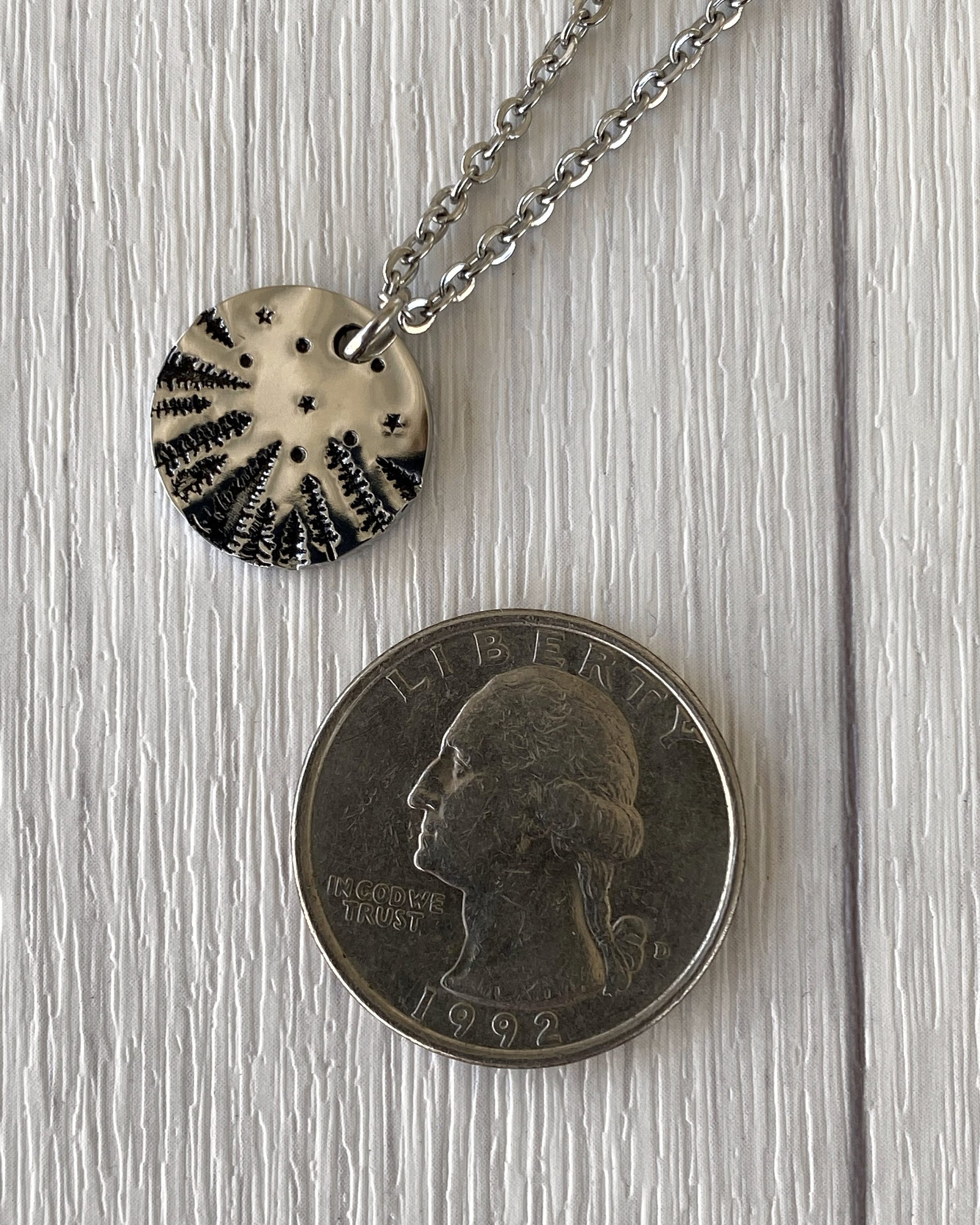 Forest Starry Night Necklace - Pines & Stars Necklace - Backpacker Gift - Minimalist Hiker Necklace - Hiker Camper Gift - Hiking Gift