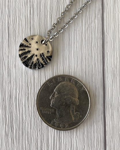 Forest Starry Night Necklace - Pines & Stars Necklace - Backpacker Gift - Minimalist Hiker Necklace - Hiker Camper Gift - Hiking Gift