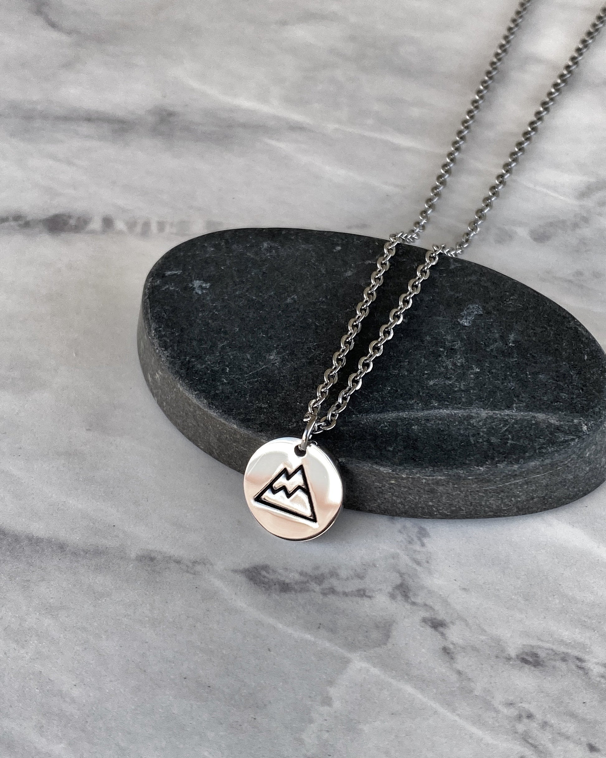 Triangle Mountain Peaks Necklace - Stainless Steel Mountains Necklace - Backpacker Gift - Minimalist Hiker Necklace