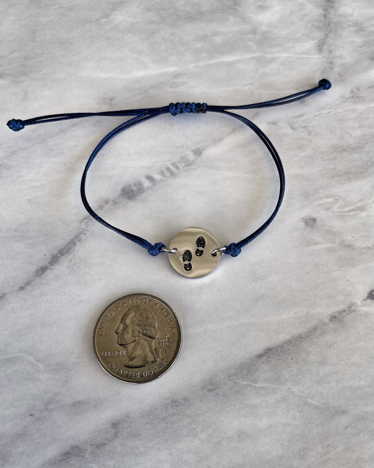 Boot Prints Stainless Steel & Cord Bracelet - Stainless Steel Hiker Bracelet - Hiker Jewelry - Stainless Steel Travel Jewelry