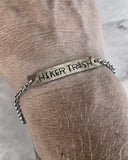Hiker Trash Stainless Steel Bracelet - Stainless Steel Hiker Bracelet - Hiker Jewelry - Backpacker Jewelry - Backpacker Bracelet