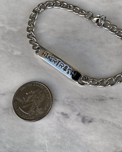Hiker Trash Stainless Steel ID Bracelet - Stainless Steel Hiker Bracelet - Hiker Jewelry - Backpacker Jewelry - Backpacker Bracelet