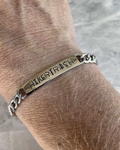 Hiker Trash Stainless Steel ID Bracelet - Stainless Steel Hiker Bracelet - Hiker Jewelry - Backpacker Jewelry - Backpacker Bracelet