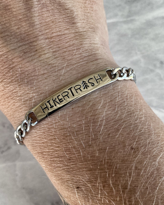 Hiker Trash Stainless Steel ID Bracelet - Stainless Steel Hiker Bracelet - Hiker Jewelry - Backpacker Jewelry - Backpacker Bracelet