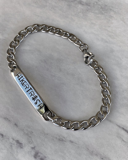 Hiker Trash Stainless Steel ID Bracelet - Stainless Steel Hiker Bracelet - Hiker Jewelry - Backpacker Jewelry - Backpacker Bracelet