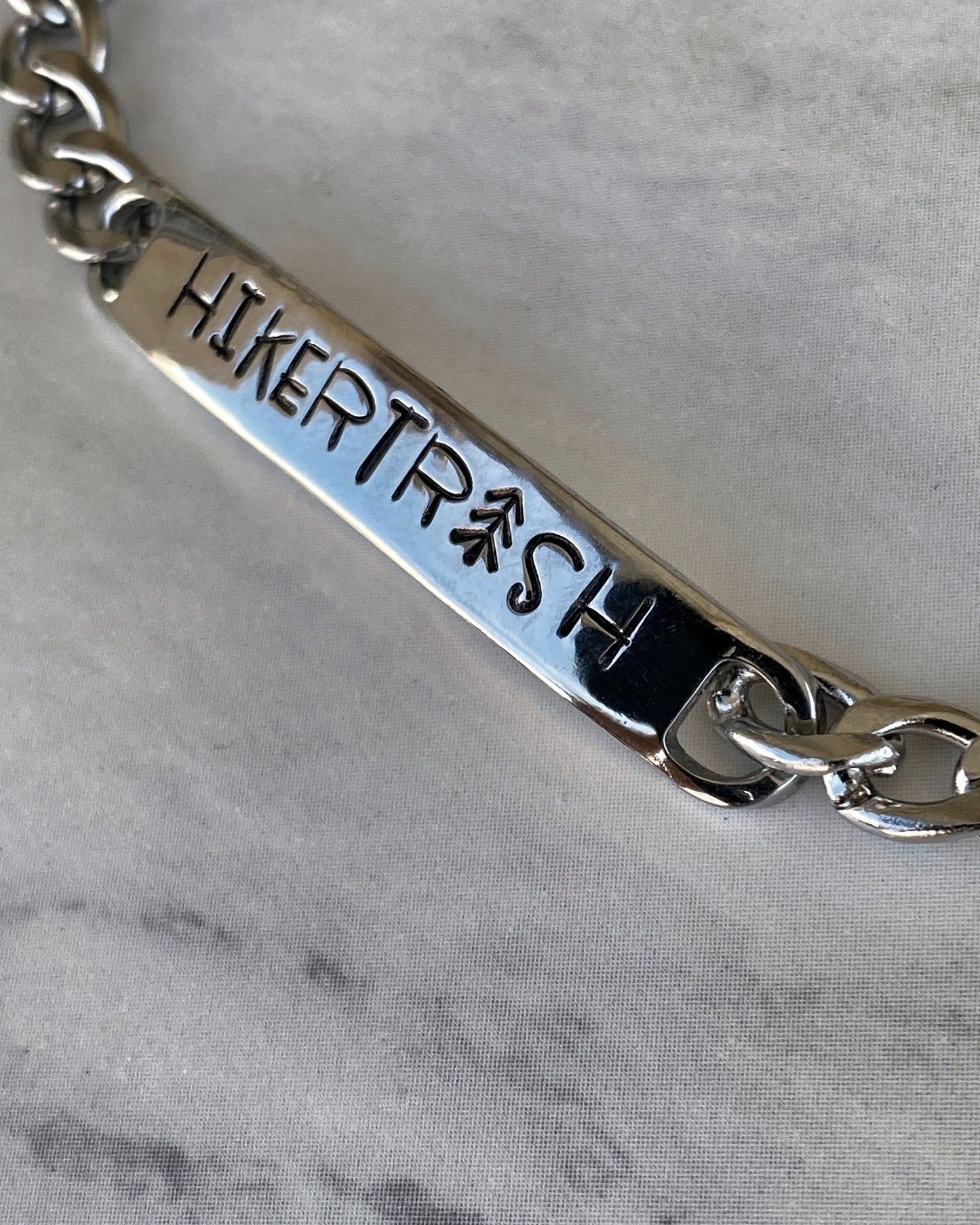 Hiker Trash Stainless Steel ID Bracelet - Stainless Steel Hiker Bracelet - Hiker Jewelry - Backpacker Jewelry - Backpacker Bracelet